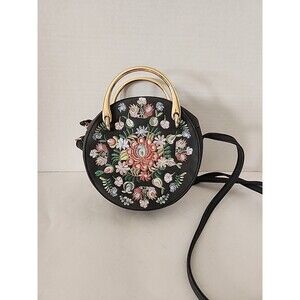 Women’s Shoulder Bag Purse Polyurethane 7.5 X 7.5 Round Shape Embroider Flowers